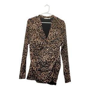 Women’s Peruvian Connection pantera, floral print jersey blouse, size large